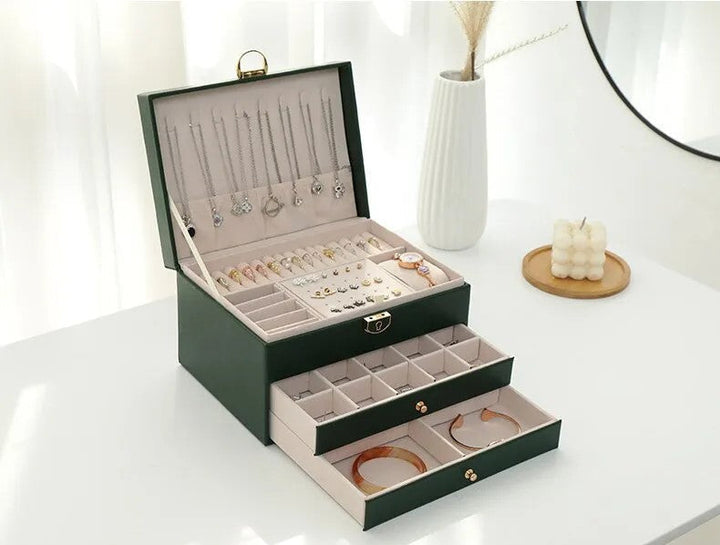 Multi-Layer Leather Jewelry Box | Rings, Necklaces &amp; Bracelets | Organized Storage