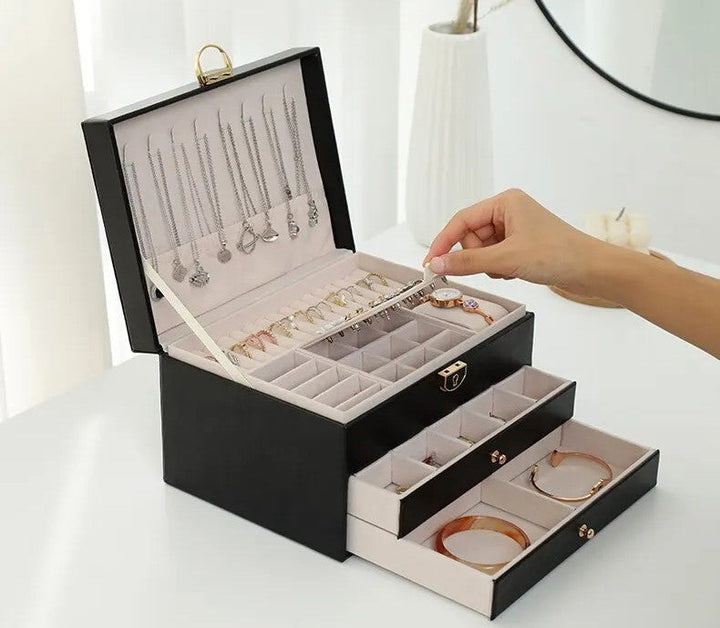 Multi-Layer Leather Jewelry Box | Rings, Necklaces &amp; Bracelets | Organized Storage