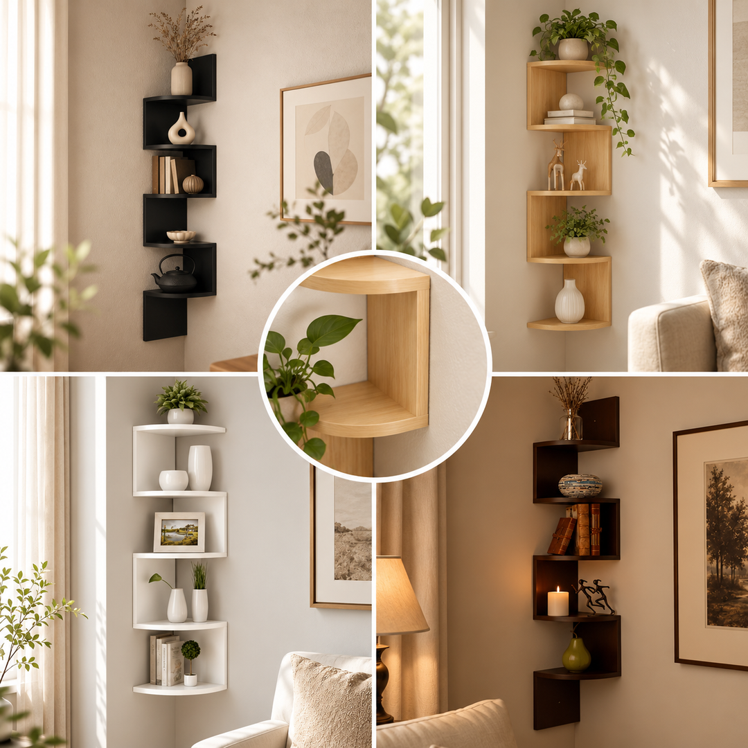 Multi-Tier Corner Wall Shelf Wall-Mounted Storage Unit