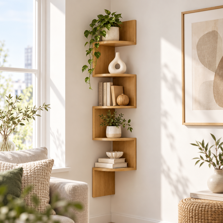 Multi-Tier Corner Wall Shelf Wall-Mounted Storage Unit