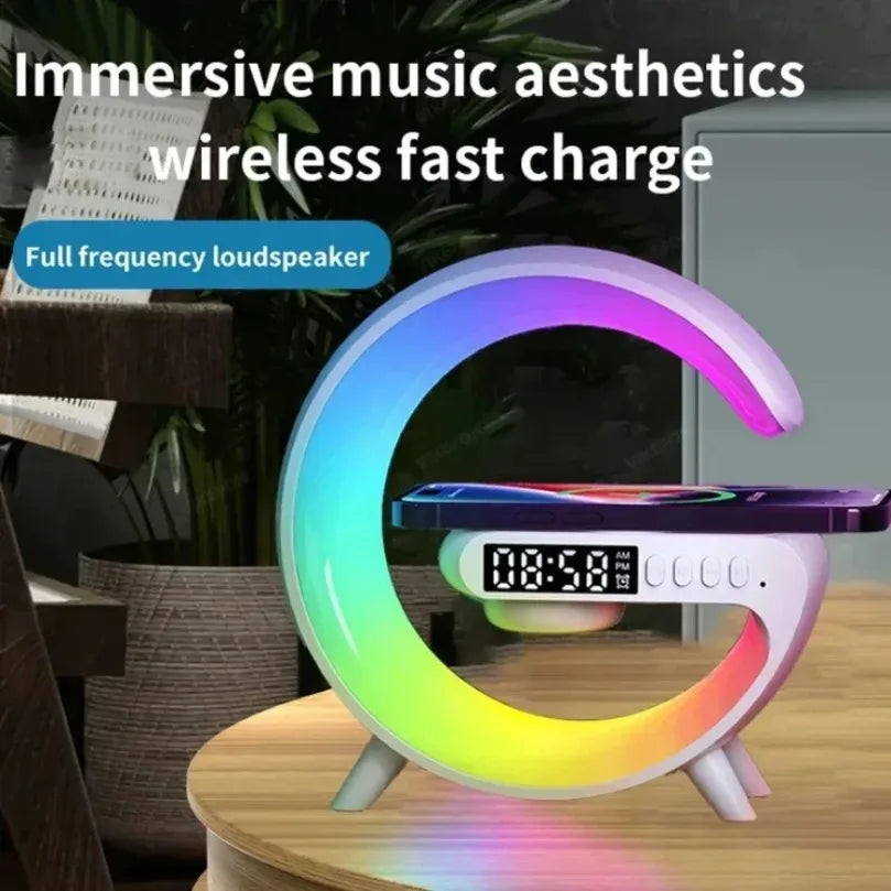 Multifunction Wireless Charging Lamp | RGB Bluetooth Speaker Clock