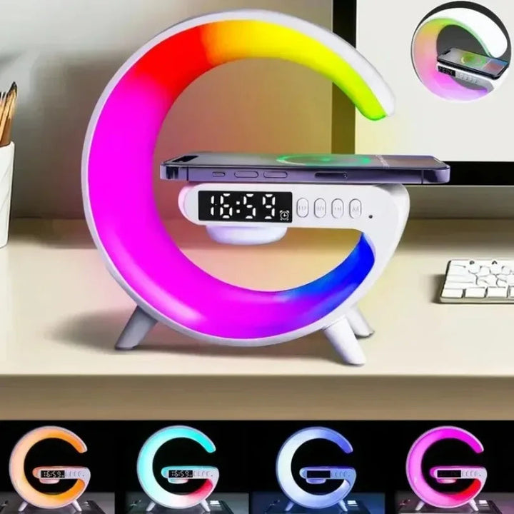 Multifunction Wireless Charging Lamp | RGB Bluetooth Speaker Clock
