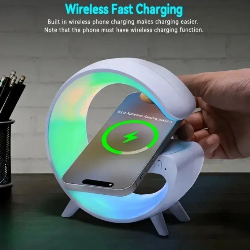Multifunction Wireless Charging Lamp | RGB Bluetooth Speaker Clock