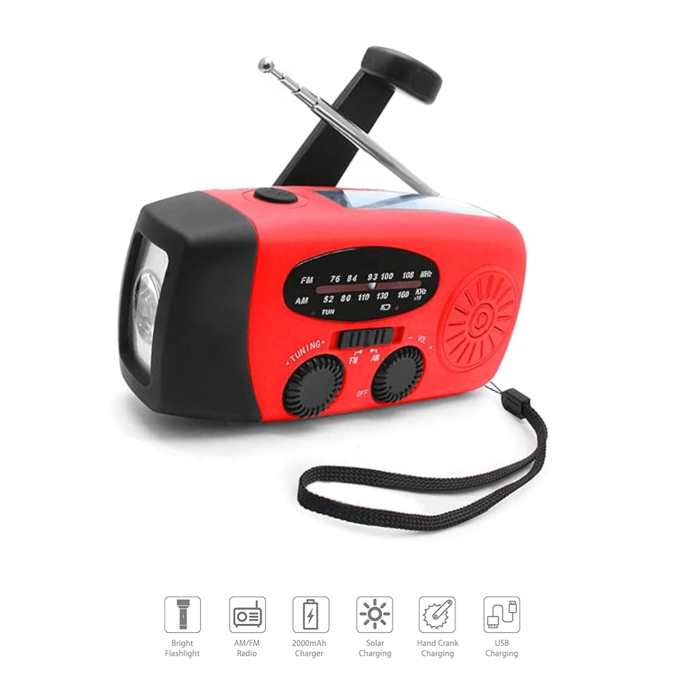 Multifunctional Wind Up Radio | Fold-Out Crank, Torch