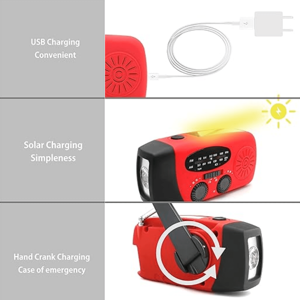 Multifunctional Wind Up Radio | Fold-Out Crank, Torch