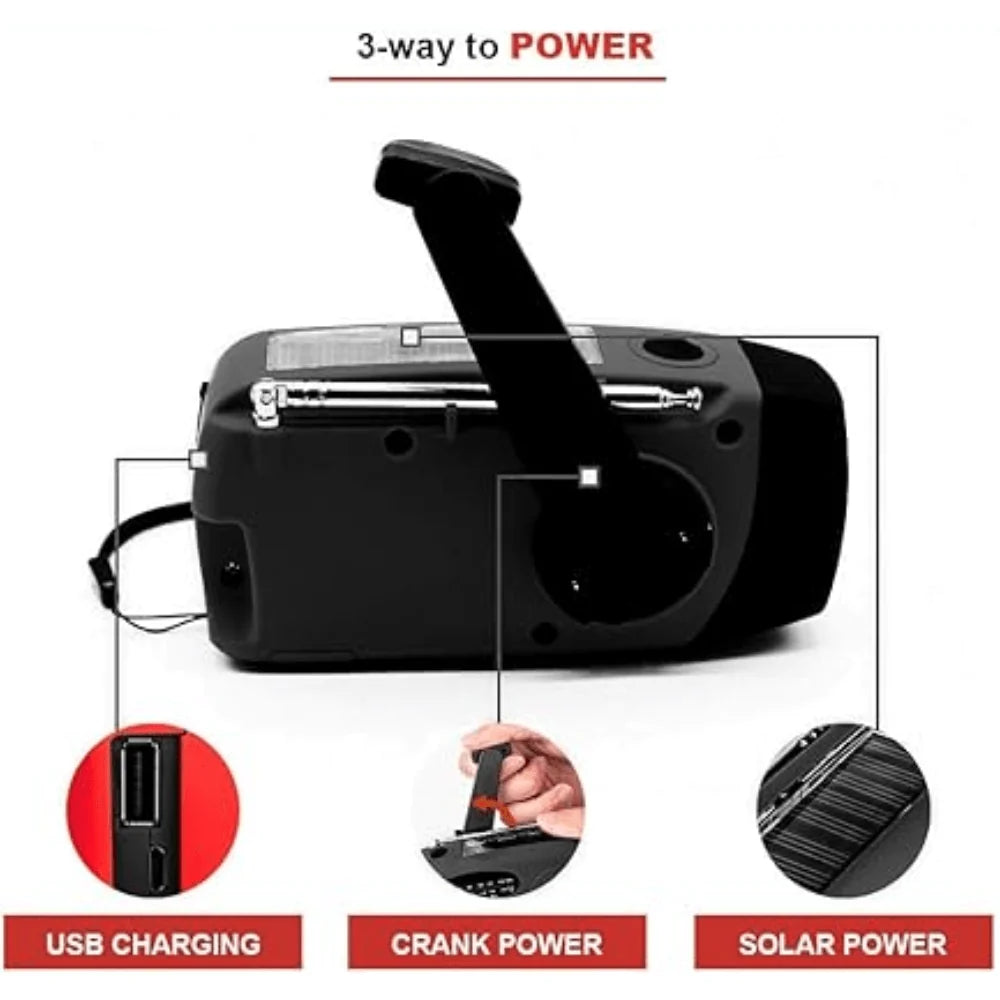 Multifunctional Wind Up Radio | Fold-Out Crank, Torch