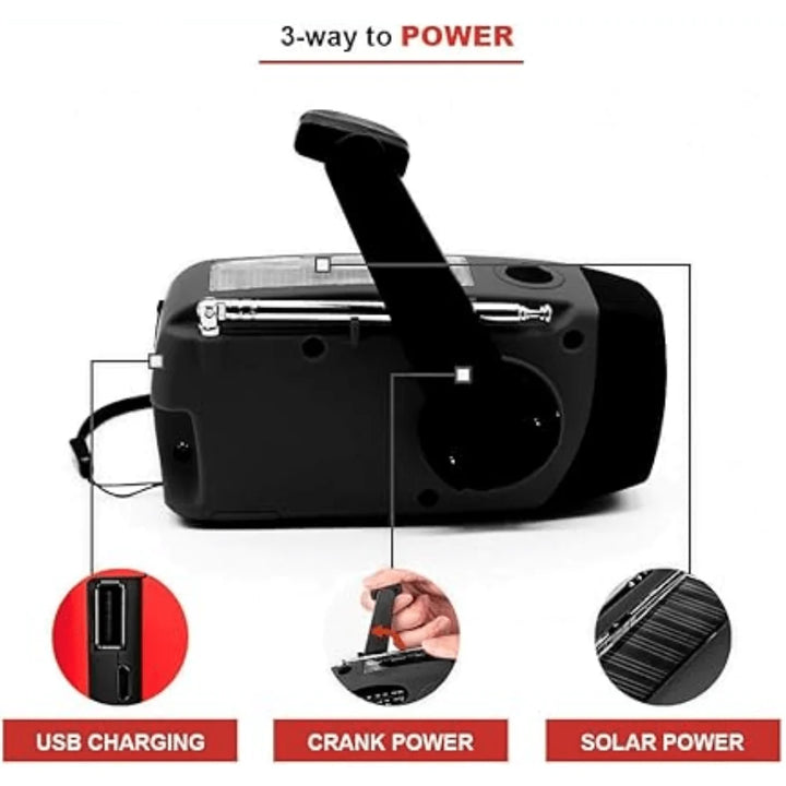 Multifunctional Wind Up Radio | Fold-Out Crank, Torch