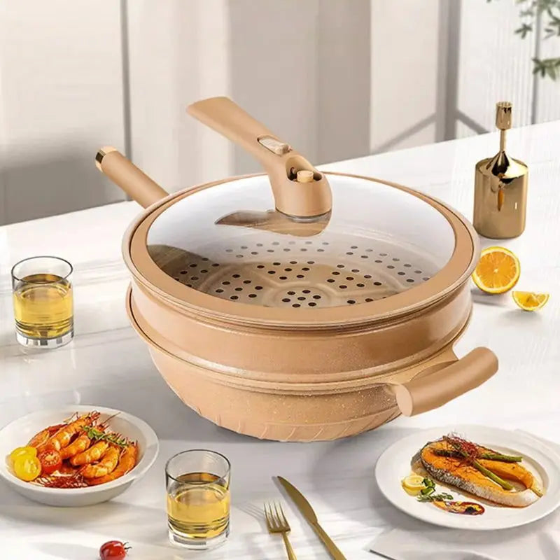 Multifunctional Wok | Steamer Insert, Domed Vented Lid