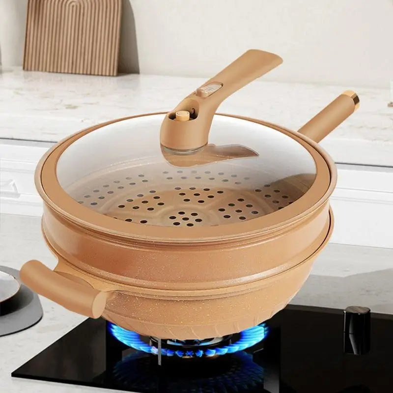 Multifunctional Wok | Steamer Insert, Domed Vented Lid