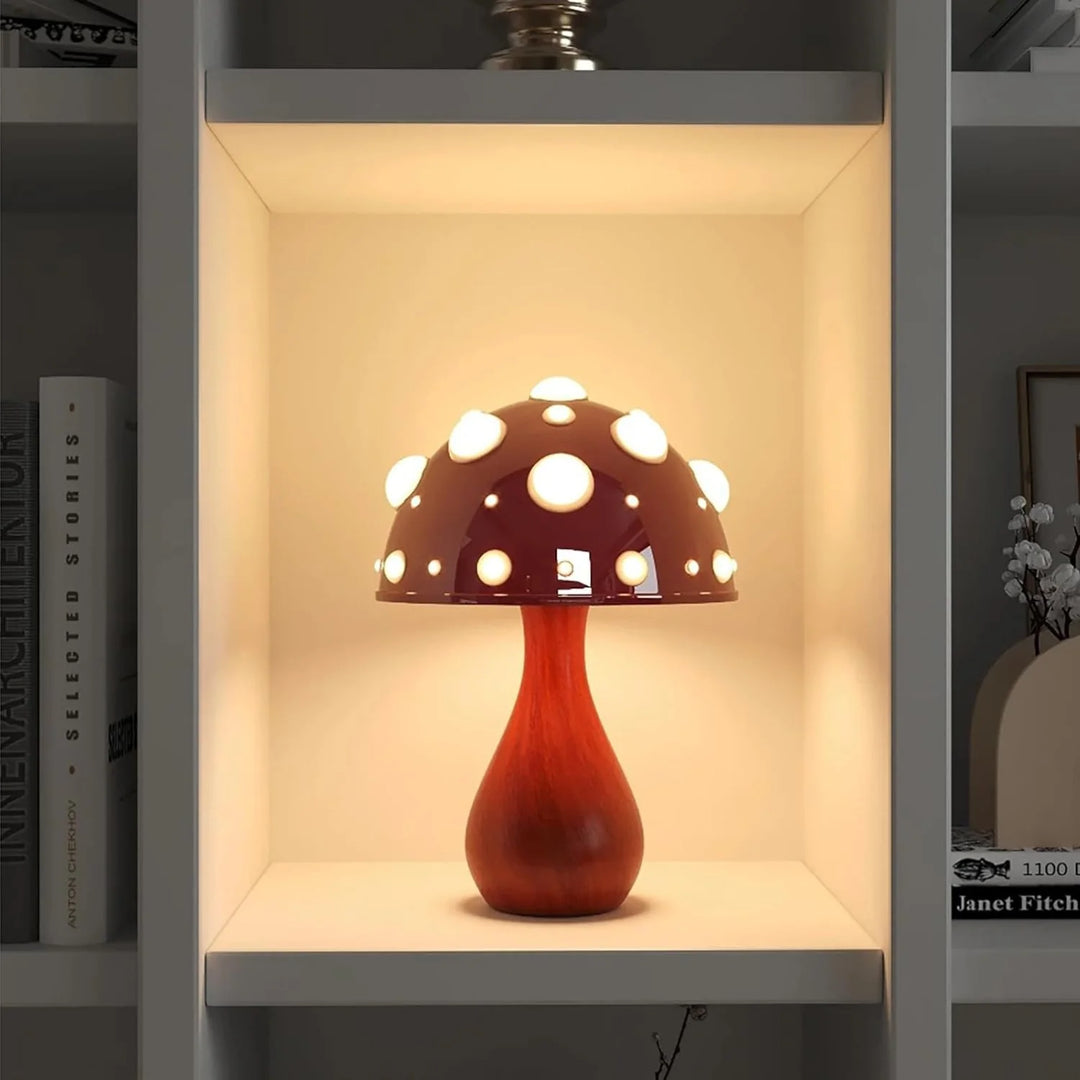 Mushroom Table Lamp | Lit Cap Spots, Waisted Stem Base