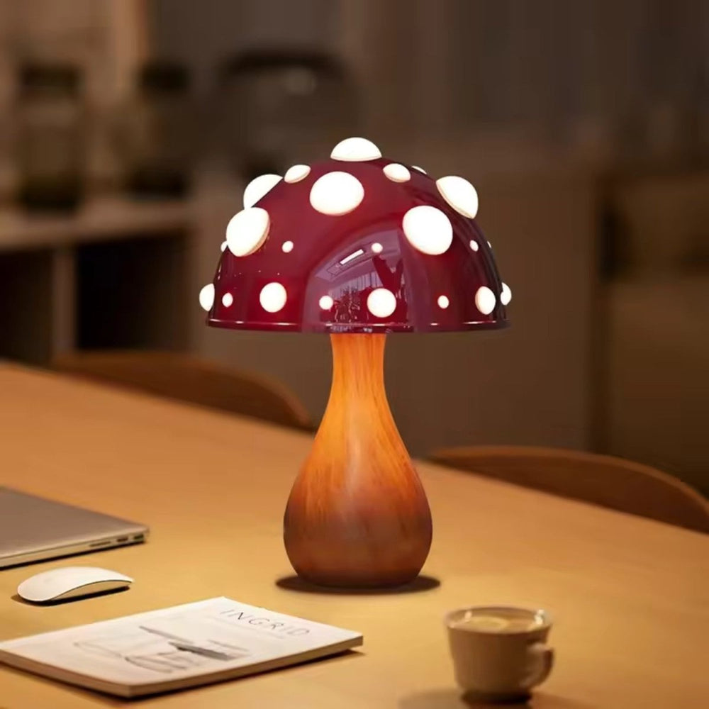 Mushroom Table Lamp | Lit Cap Spots, Waisted Stem Base