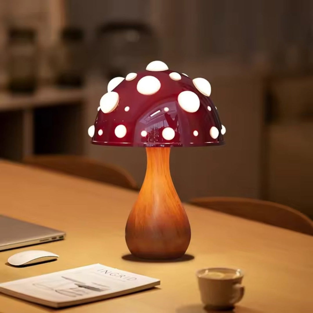 Mushroom Table Lamp | Lit Cap Spots, Waisted Stem Base