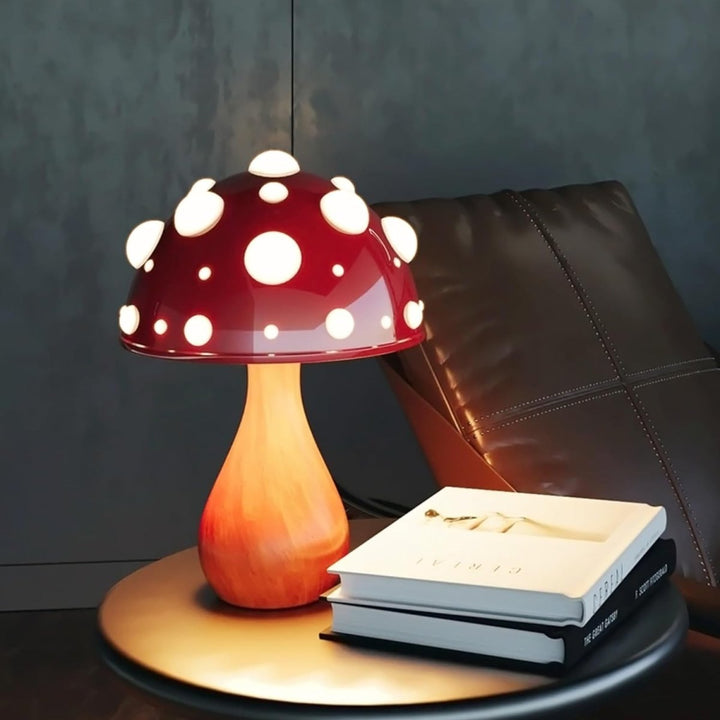 Mushroom Table Lamp | Lit Cap Spots, Waisted Stem Base