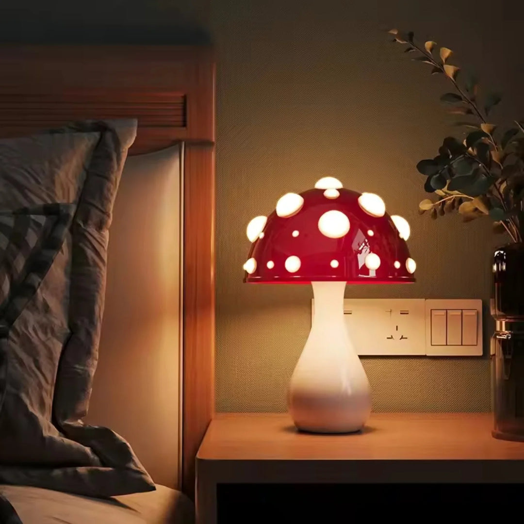 Mushroom Table Lamp | Lit Cap Spots, Waisted Stem Base