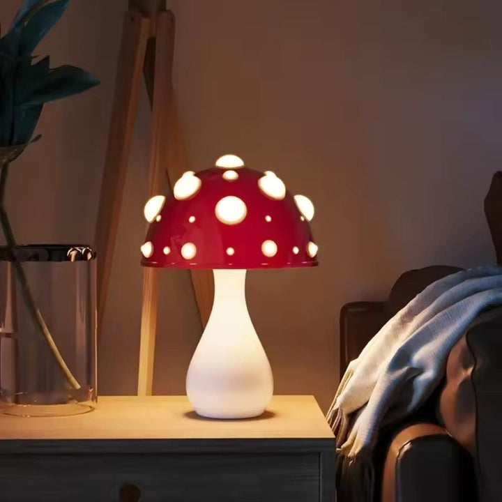 Mushroom Table Lamp | Lit Cap Spots, Waisted Stem Base