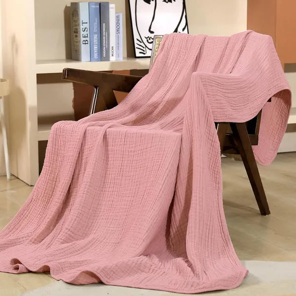 Muslin Cotton Throw Blanket | Soft Breathable Lightweight Weave | Hypoallergenic, Machine Washable, All-Season Comfort