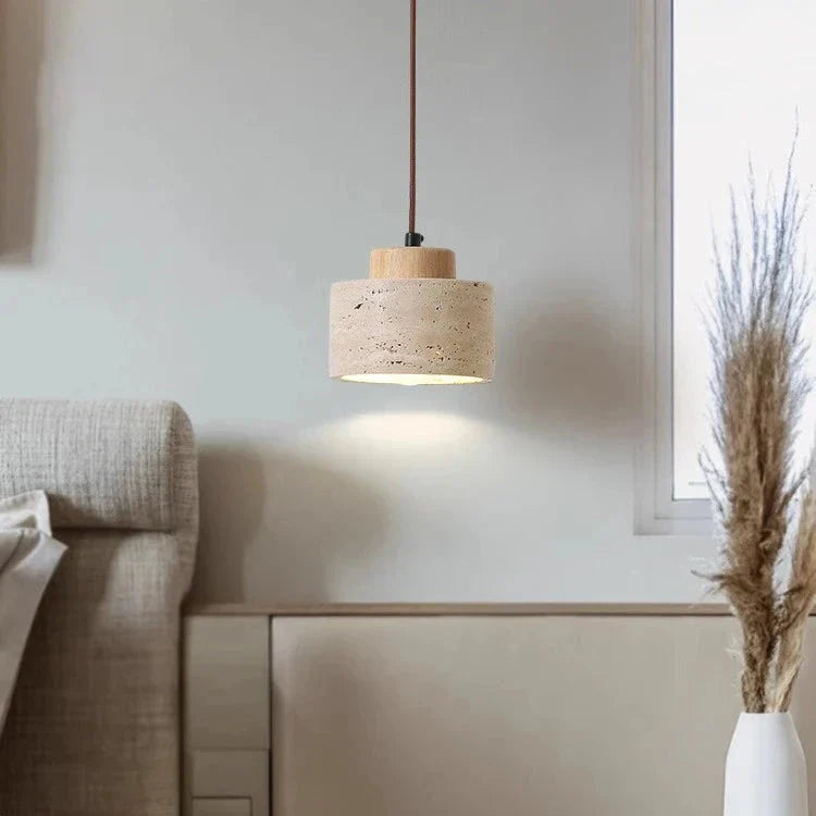 Natural Travertine Stone Nordic Minimalist Pendant Light | Cord Pendant | IP20 Indoor