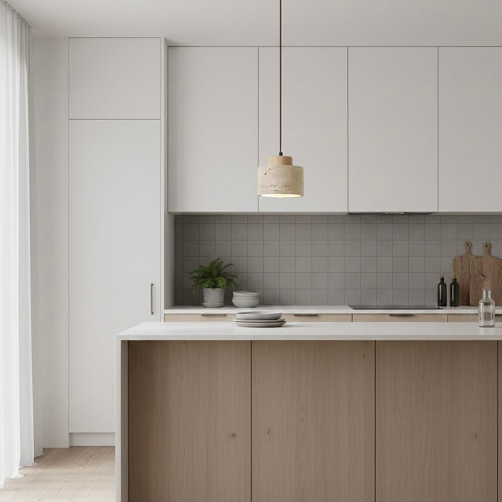 Natural Travertine Stone Nordic Minimalist Pendant Light | Cord Pendant | IP20 Indoor