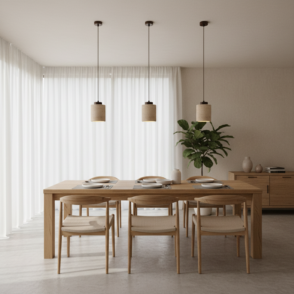 Natural Travertine Stone Nordic Minimalist Pendant Light | Cord Pendant | IP20 Indoor