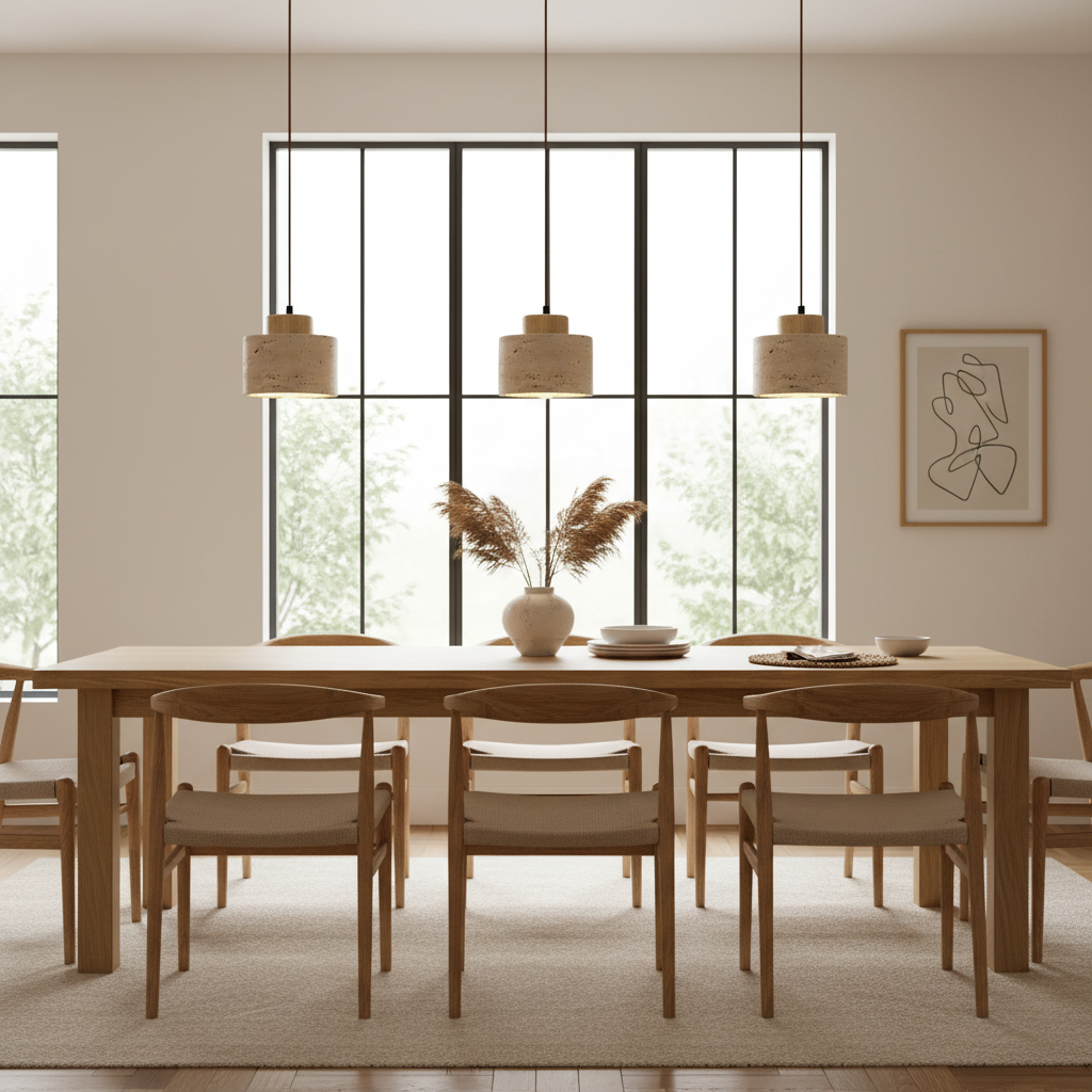 Natural Travertine Stone Nordic Minimalist Pendant Light | Cord Pendant | IP20 Indoor