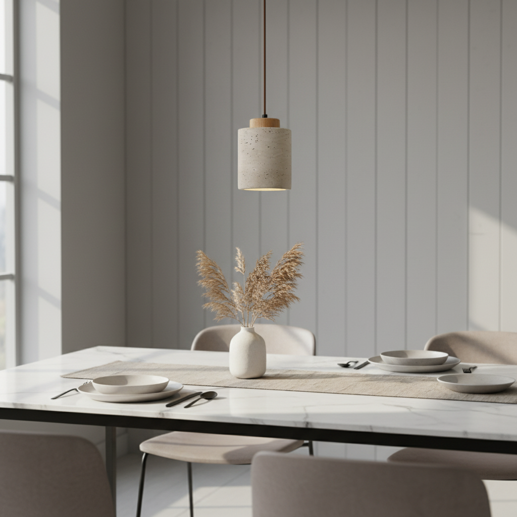 Natural Travertine Stone Nordic Minimalist Pendant Light | Cord Pendant | IP20 Indoor