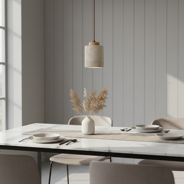 Natural Travertine Stone Nordic Minimalist Pendant Light | Cord Pendant | IP20 Indoor
