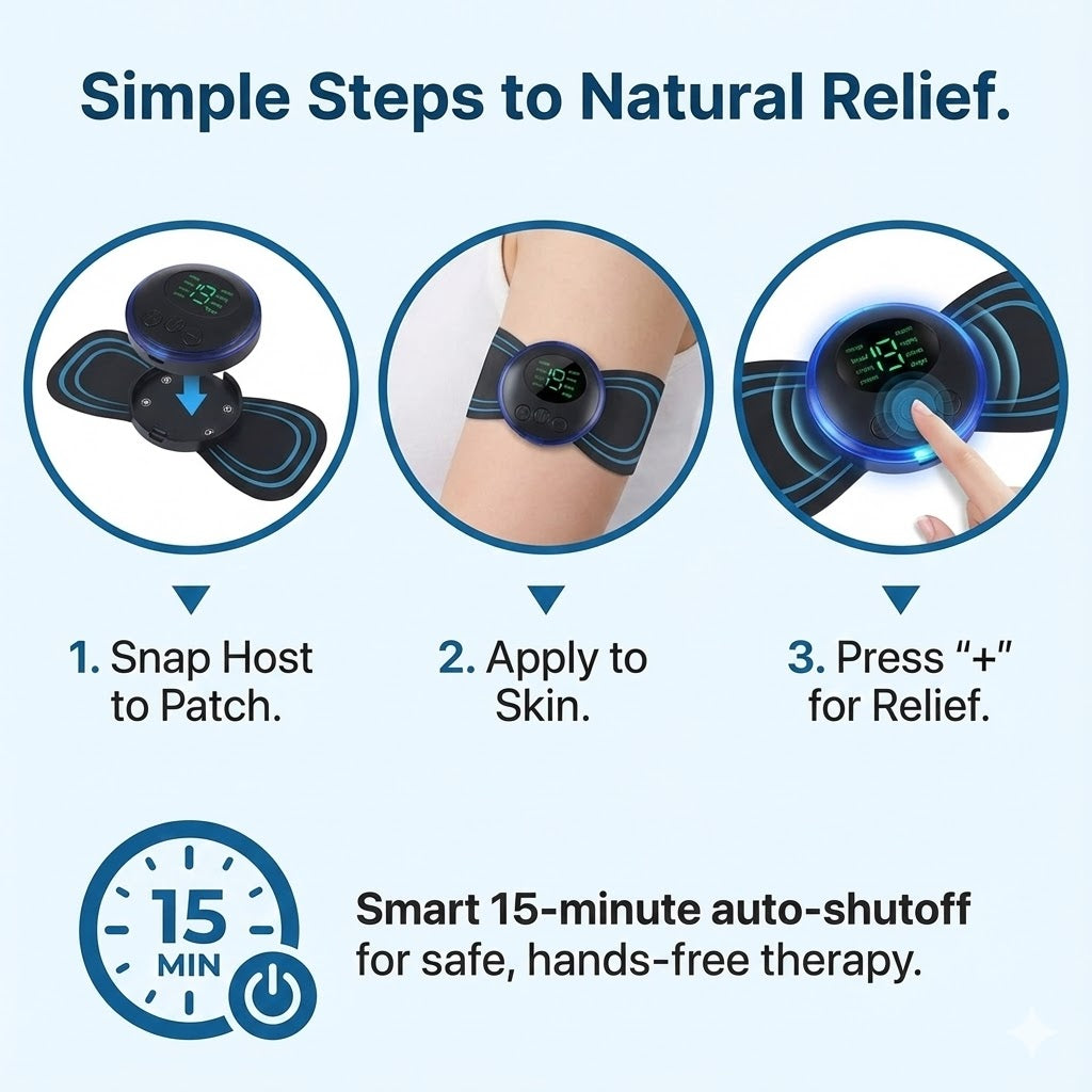 Natural Pain Relief Device | Wire Free Pulse Massage Pad