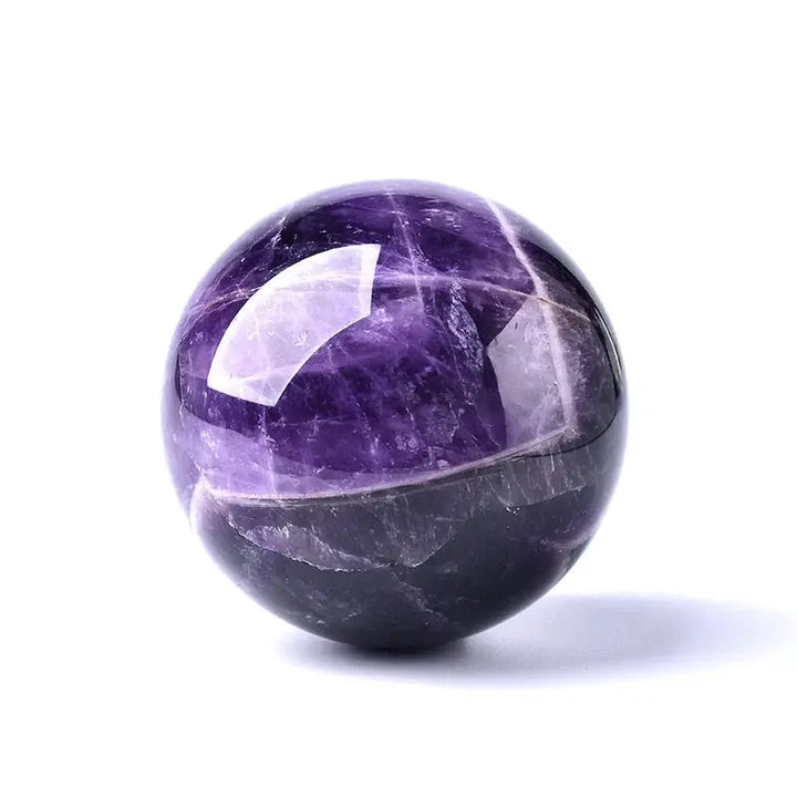 Amethyst Sphere Natural Crystal Ball | Hand-Polished Finish with Wooden Stand &amp; Gift Box | Unique Veined Décor Piece 5