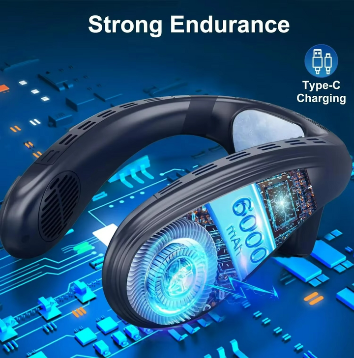 Neck Fan | Portable Wearable Cooling Fan | 360° Airflow | Semiconductor Cooling | USB-C Rechargeable