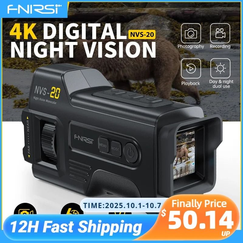 Night Vision Infrared Binocular | 4K Video, 36MP Photos, 6x Zoom | 300m Range, 7-Level IR, 3.0 Inch IPS Display