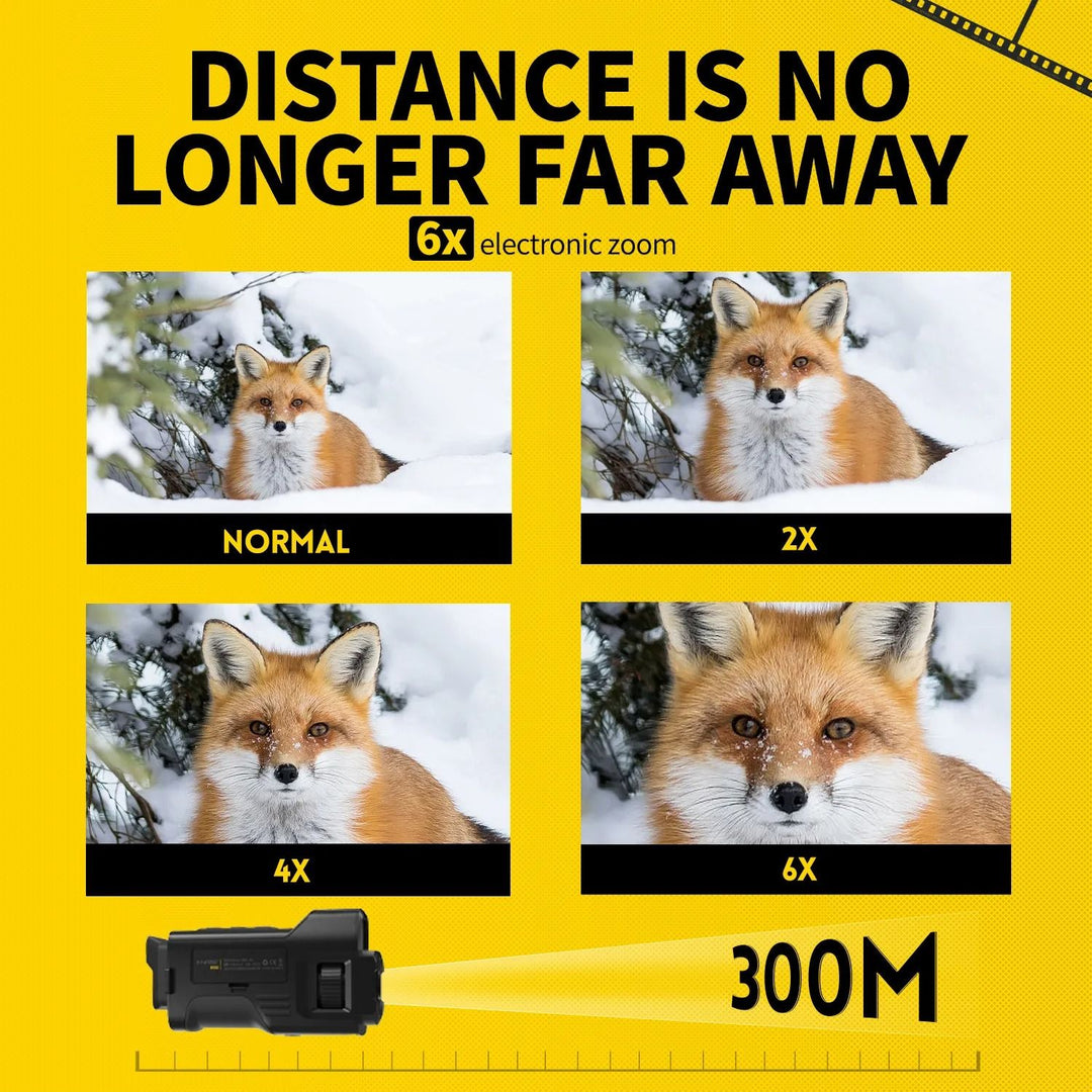 Night Vision Infrared Binocular | 4K Video, 36MP Photos, 6x Zoom | 300m Range, 7-Level IR, 3.0 Inch IPS Display