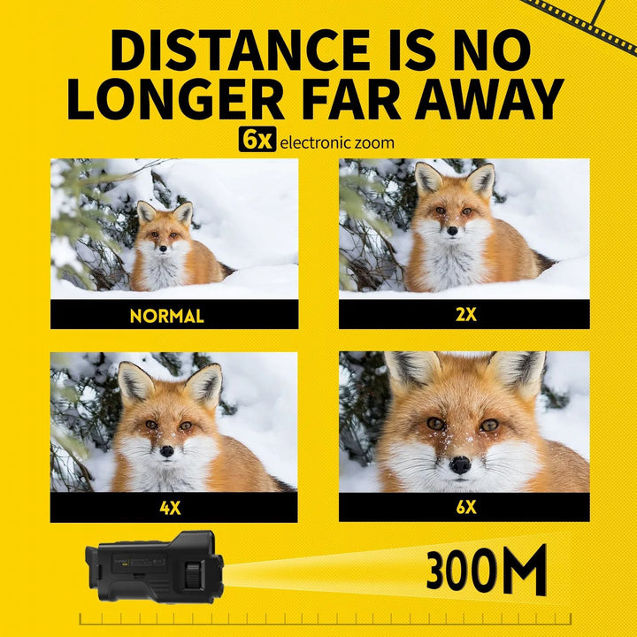 Night Vision Infrared Binocular | 4K Video, 36MP Photos, 6x Zoom | 300m Range, 7-Level IR, 3.0 Inch IPS Display