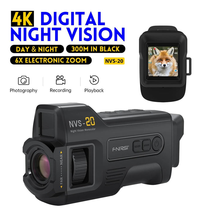 Night Vision Infrared Binocular | 4K Video, 36MP Photos, 6x Zoom | 300m Range, 7-Level IR, 3.0 Inch IPS Display
