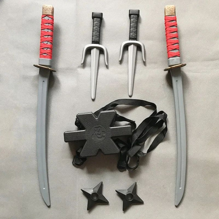 Ninja Costume Weapon Set Halloween | Sword, Dagger &amp; Darts Included | Lightweight Plastic for Kids&