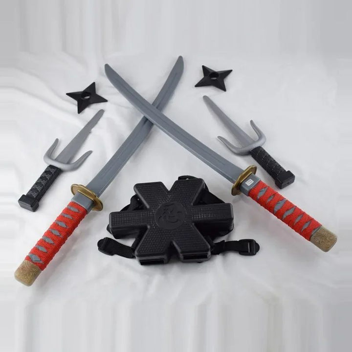 Ninja Costume Weapon Set Halloween | Sword, Dagger &amp; Darts Included | Lightweight Plastic for Kids&