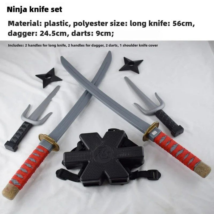 Ninja Costume Weapon Set Halloween | Sword, Dagger &amp; Darts Included | Lightweight Plastic for Kids&