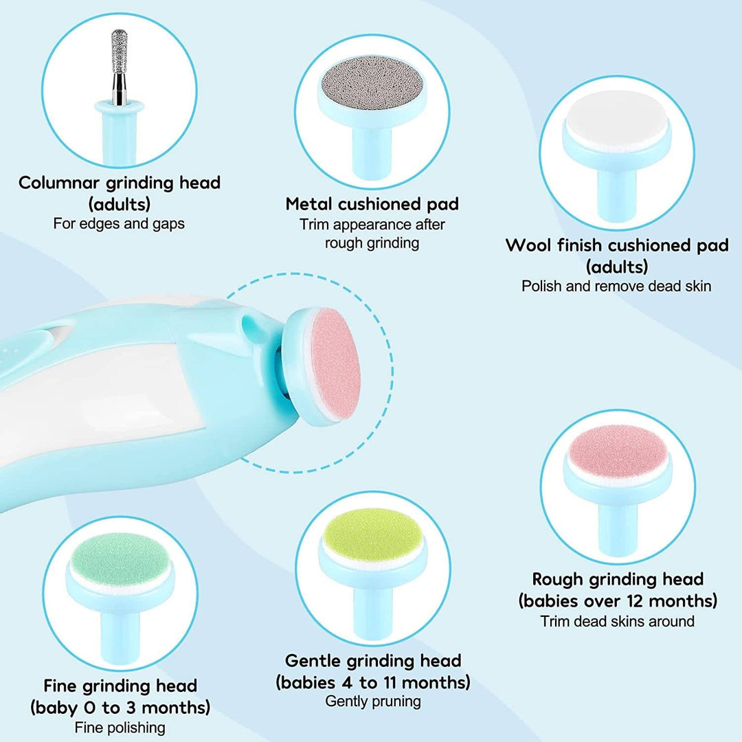 Electric Baby Nail Trimmer | 6 Grinding Heads &amp; 4-Speed Bi-Directional Rotation | Quiet LED-Guided Filing for Whole Family 9