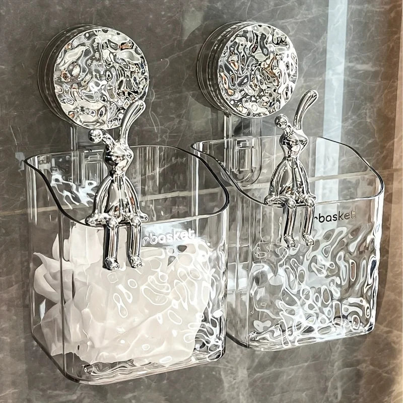No Drill Organizer Baskets | Suction Mounted, Clear Finish