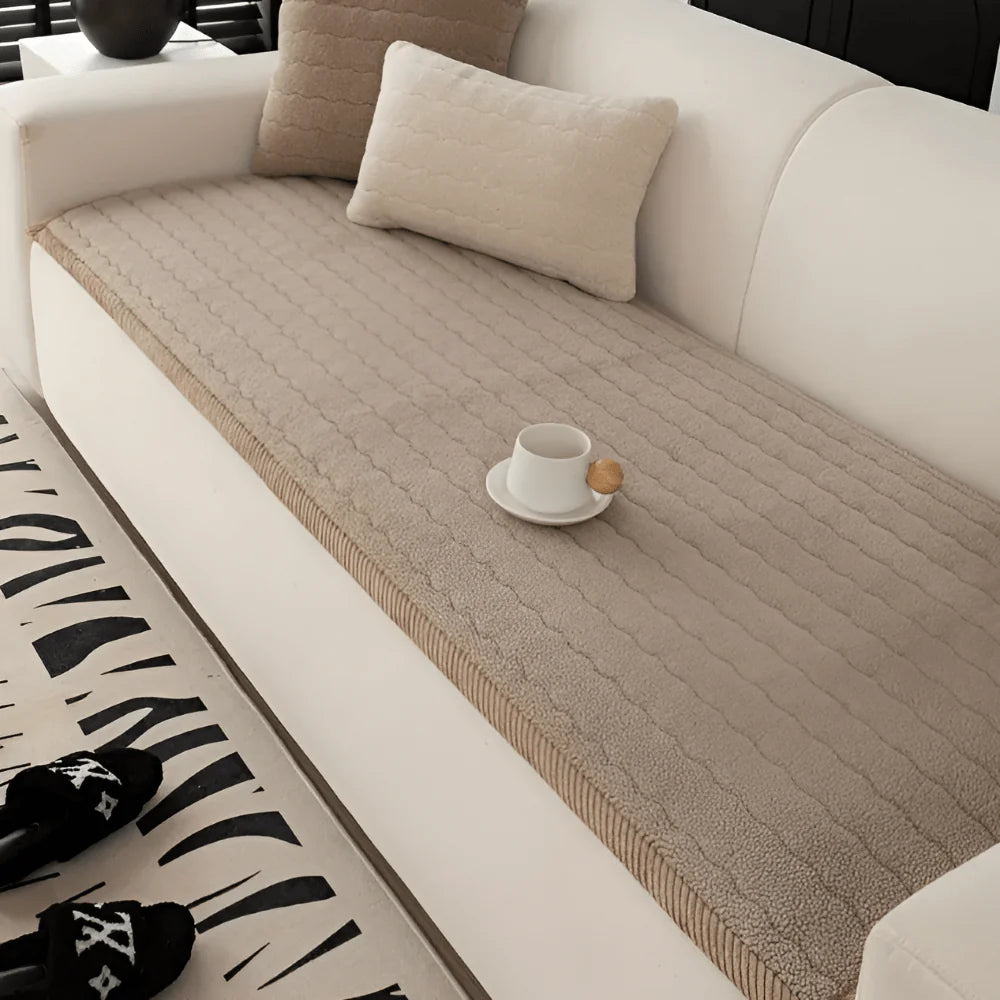 Non-Slip Polyester Sofa Cover | Plush Quilted Pet Protection Design