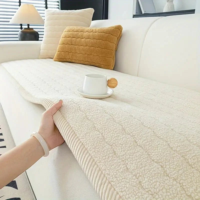 Non-Slip Polyester Sofa Cover | Plush Quilted Pet Protection Design
