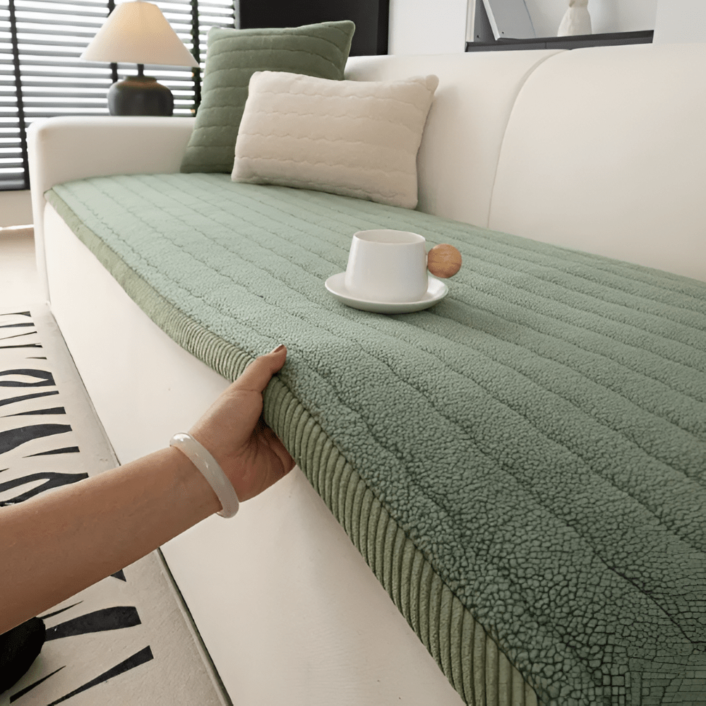 Non-Slip Polyester Sofa Cover | Plush Quilted Pet Protection Design