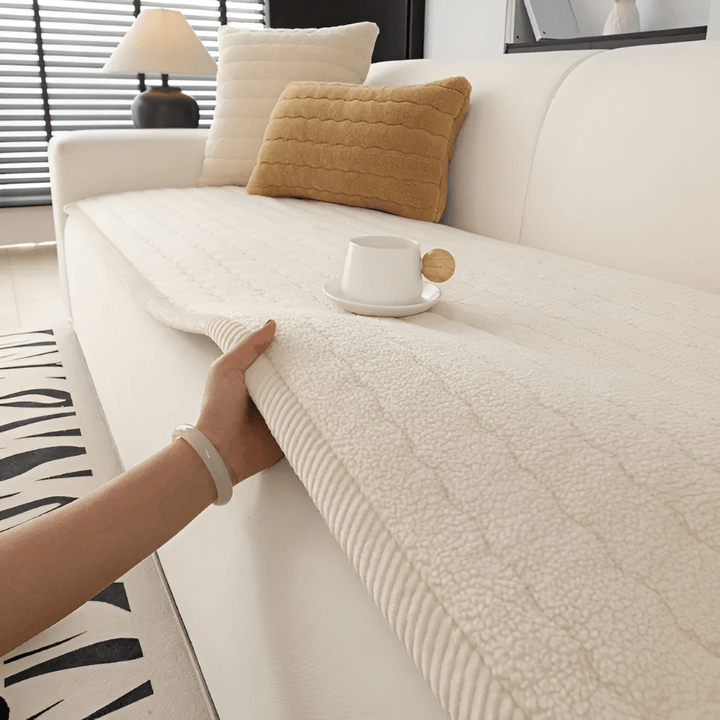 Non-Slip Polyester Sofa Cover | Plush Quilted Pet Protection Design