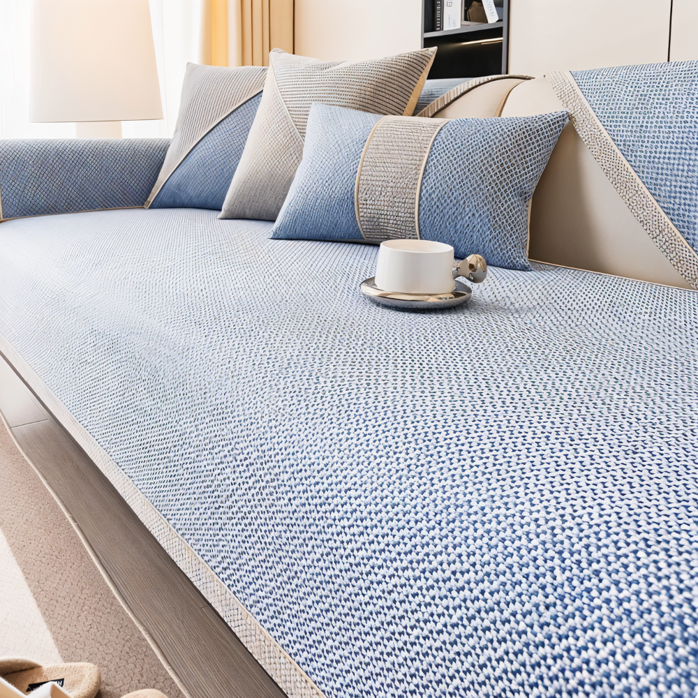 Non-Slip Sofa Cover Cotton-Linen | Beige, Yellow, Grey-Green, Blue, Light Grey | Stays Put, Protects Against Dust &amp; Wear