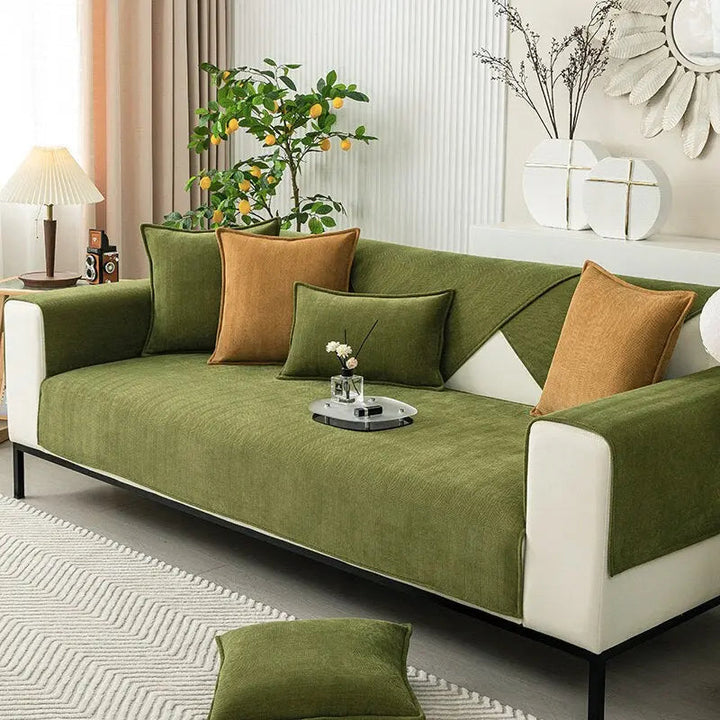 Non-Slip Sofa Cover | Herringbone Chenille Couch Protector Slipcover