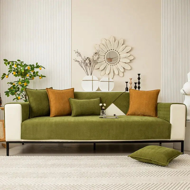 Non-Slip Sofa Cover | Herringbone Chenille Couch Protector Slipcover