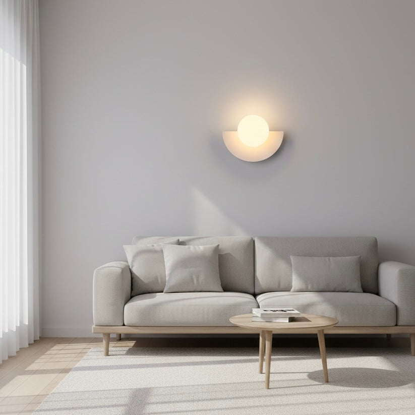 NordicGlow minimalist semicircle wall sconce with integrated LED for bedrooms, hallways, and living spaces