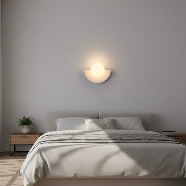 NordicGlow minimalist semicircle wall sconce with integrated LED for bedrooms, hallways, and living spaces