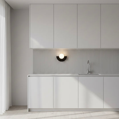 NordicGlow minimalist semicircle wall sconce with integrated LED for bedrooms, hallways, and living spaces