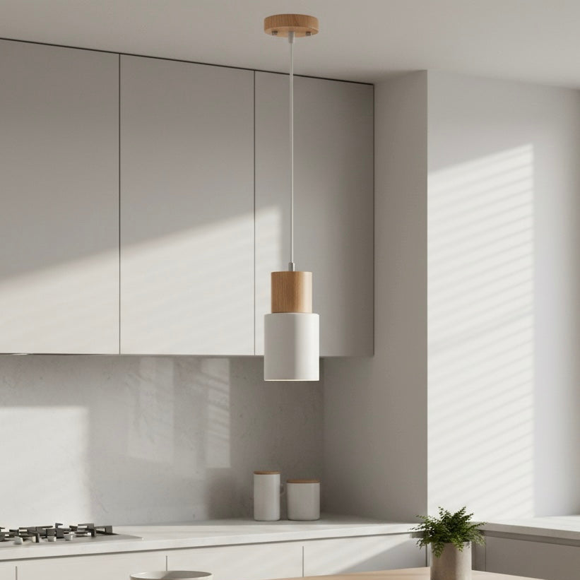 Nordic Collection | LED Pendant Light with Natural Wood & Iron | Minimalist Design for Cozy Kitchen Pendant Lighting