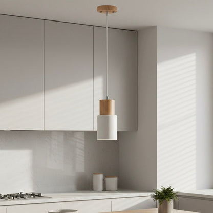 Nordic Collection | LED Pendant Light with Natural Wood & Iron | Minimalist Design for Cozy Kitchen Pendant Lighting